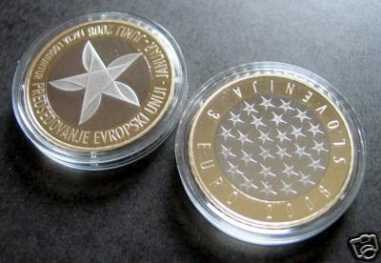 Foto: Verkauft 150 Euros - Währungen ann der Einzelheitn 3EUR COMMEMORATIVES SLOVENIE 2008