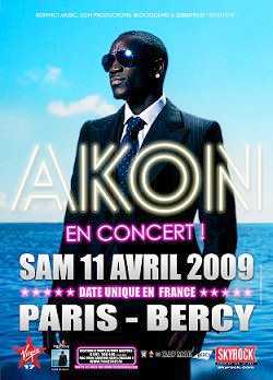 Foto: Verkauft Konzertschein PLACE CONCERT AKON 11 AVRIL 2009 DATE UNIQUE EN FR - PALAIS OMNISPORTS DE PARIS BERCY