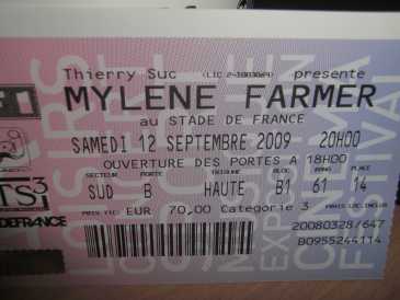 Foto: Verkauft Konzertschei PLACE DE CONCERT MYLENE FARMER - PARIS