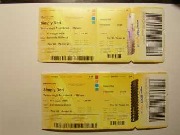 Foto: Verkauft Konzertscheine CONCERTO SIMPLY RED, MILANO, 17/05/2009 - MILANO