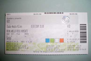 Foto: Verkauft Konzertschein CONCERTO U2 360° TOUR - STADIO SAN SIRO, MILANO