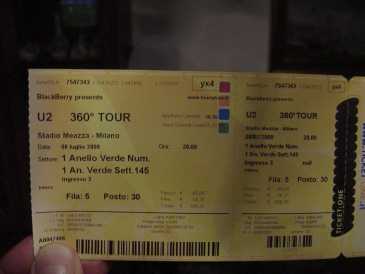 Foto: Verkauft Konzertschein U2  360 TOUR - STADIO  MEAZZA  MILANO