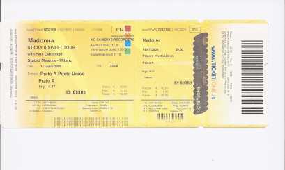 Foto: Verkauft Konzertscheine STICKY & SWEET TOUR - MILANO