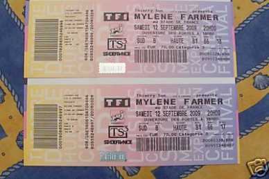 Foto: Verkauft Konzertscheine CONCERT MYLENE FARMER 12/09/09 SDF - PARIS SDF