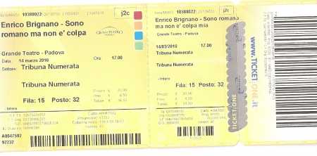 Foto: Verkauft Konzertschein ENRICO BRIGNANO - PADOVA