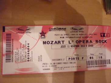 Foto: Verkauft Konzertschei MOZART L'OPERA ROCK - PARIS