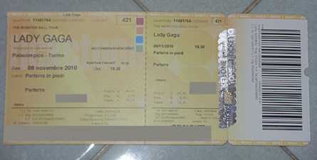 Foto: Verkauft Konzertscheine LADY GAGA - TORINO
