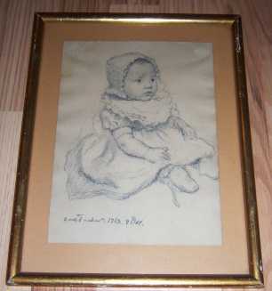 Foto: Verkauft Zeichnung KINDERPORTRAIT VON CARL FISCHER 1913 - XX. Jahrhundert
