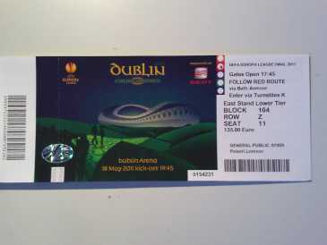Foto: Verkauft Scheine für sportliche Ereignisse FINAL UEFA CUP CAT1  BLOCK104 - DUBLIN