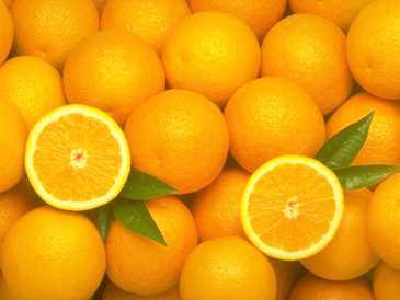 Foto: Verkauft Obst und Gemüs Orange