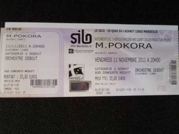 Foto: Verkauft Konzertscheine CONCERT M.POKORA - SILO A MARSEILLE