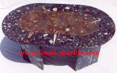 Foto: Verkauft Dekoratio TABLE EN NATURAL MARBRE FOSSILISE MARRAKECH - TABLE EN MARBRE FOSSILISE