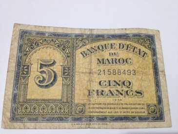 Foto: Verkauft Königliche Währung BANQUE D'ETAT DU MAROC  CINQ FRANCS