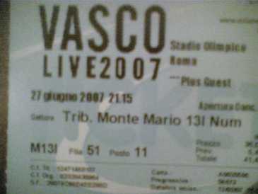 Foto: Verkauft Konzertschein VASCO A ROMA 27/06/07 - STADIO OLIMPICO