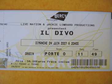 Foto: Verkauft Konzertschei IL DIVO 24 JUNE 2007 WORLD TOUR CONCERT - PARIS BERCY