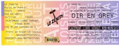 Foto: Verkauft Konzertschein DIR EN GREY - LE ZENITH DE PARIS