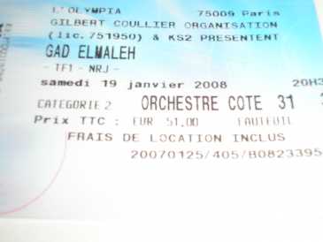 Foto: Verkauft Konzertschei SPECTACLE DE GAD ELMALEH 